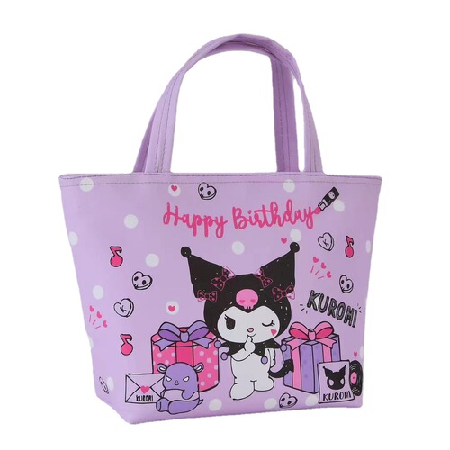 Simple cartoon Kuromi portable lunch box bag inner outdoor thermal bag milk bottle water bottle storage bag large