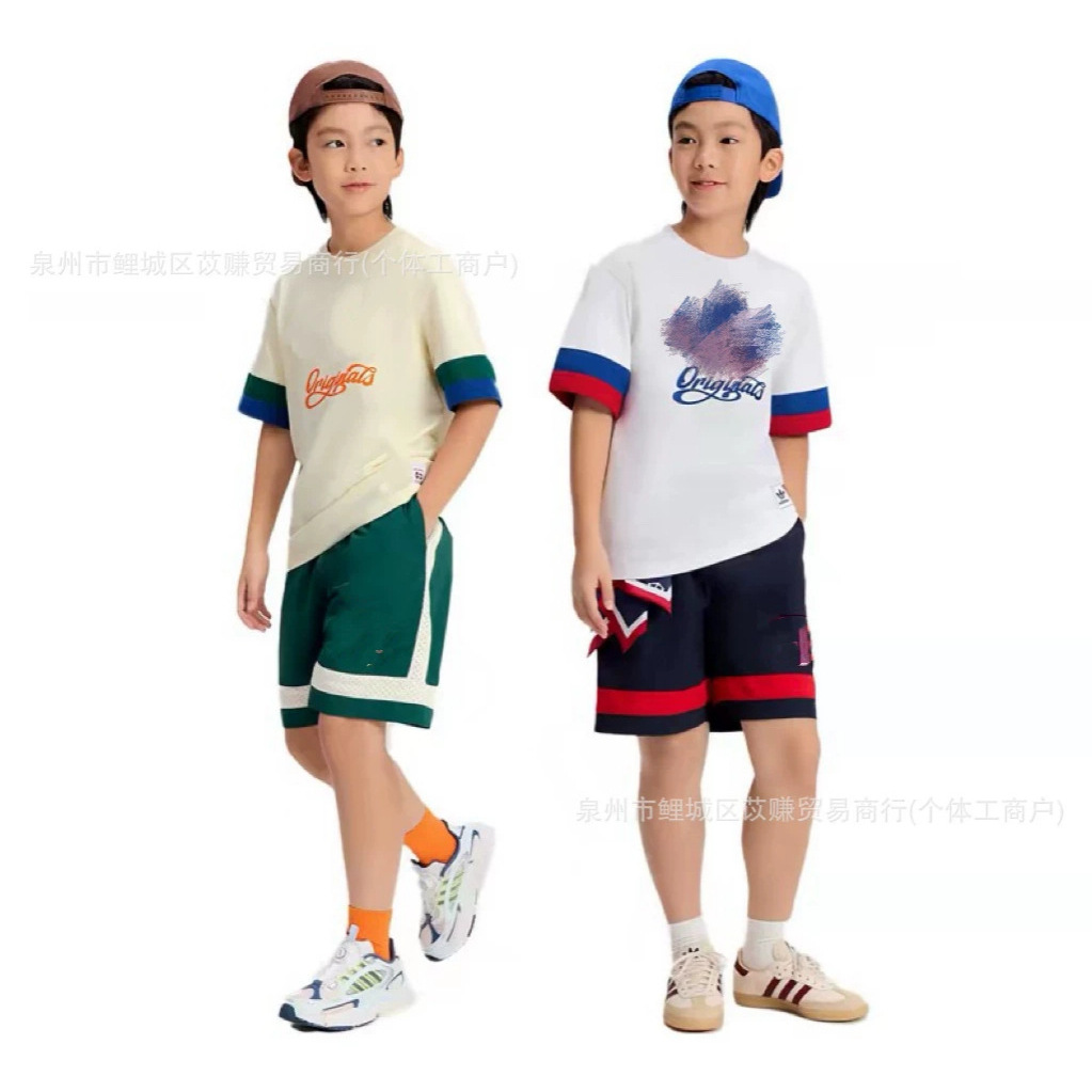潮牌夏季新款复古风儿童运动套装透气吸汗宽松运动风训练服