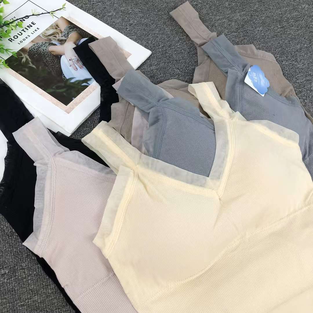 Nuevo chaleco sin costuras de alta elasticidad de alta calidad de mujer sin anillo de acero de encaje sujetador ropa interior deportiva mujer al por mayor image 3