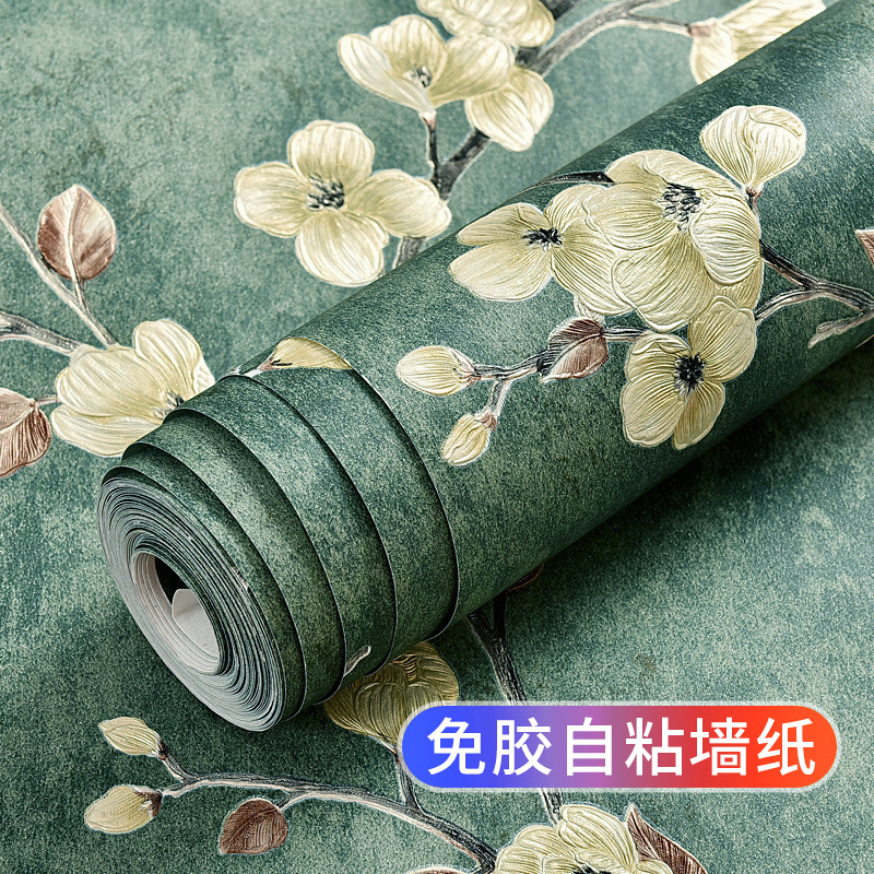 复古美式乡村自粘无纺布壁纸3D立体田园宿舍卧室客厅电视背景墙纸