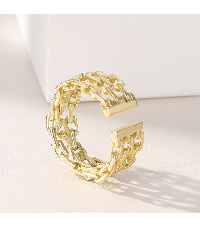 European And American Jewelry S925 Sterling Silver  Simple Design Double Winding Chain Open Ring display picture 3