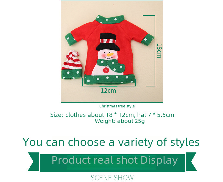 Neues dekoratives Weihnachtsweinflaschenset, weihnachtliches, besticktes Cartoon-Weinflaschenset, Weihnachtsfeiertags-Tischdekoration_voghion.com