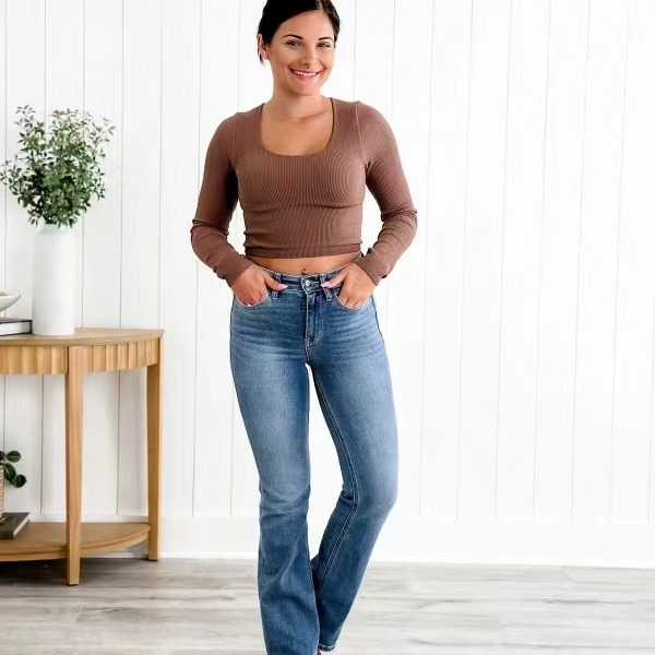 2024 European and American small and micro flared pants