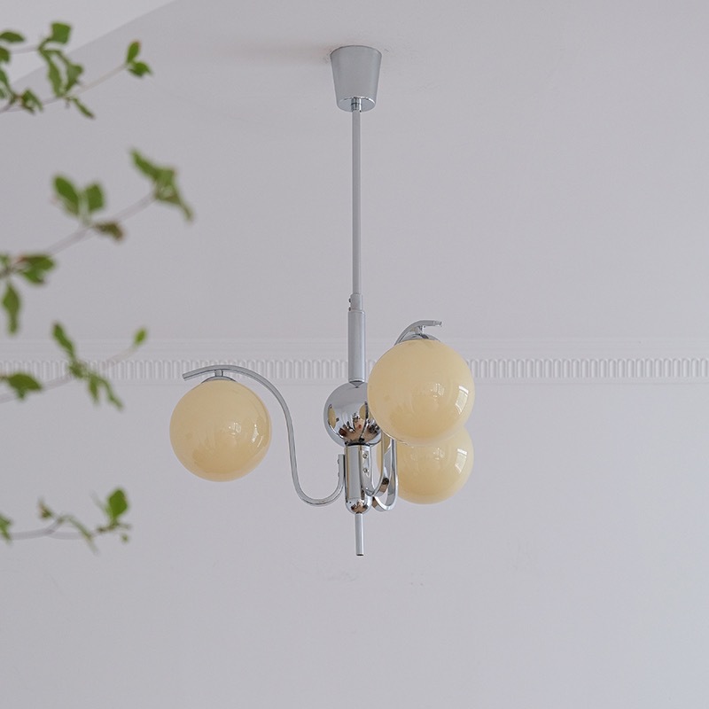 French-style Bauhaus pendant chandelier living room lamp Nordic designer creative spherical restaurant lamp cream-style bedroom lamp