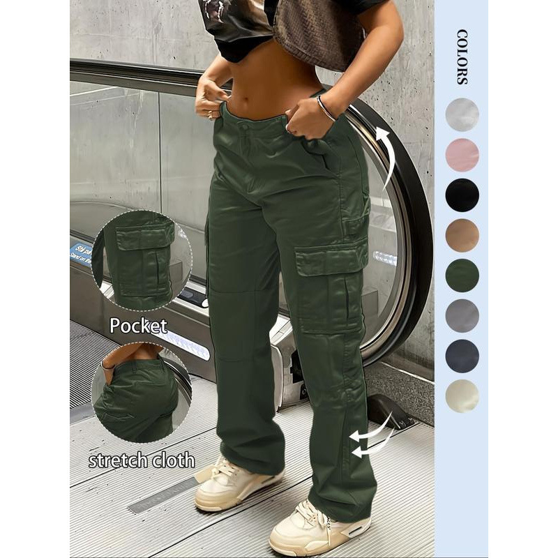 U 43690 High Waist Cargo Stretch Jeans High-Waisted Multi-Pocket Stretch Jeans