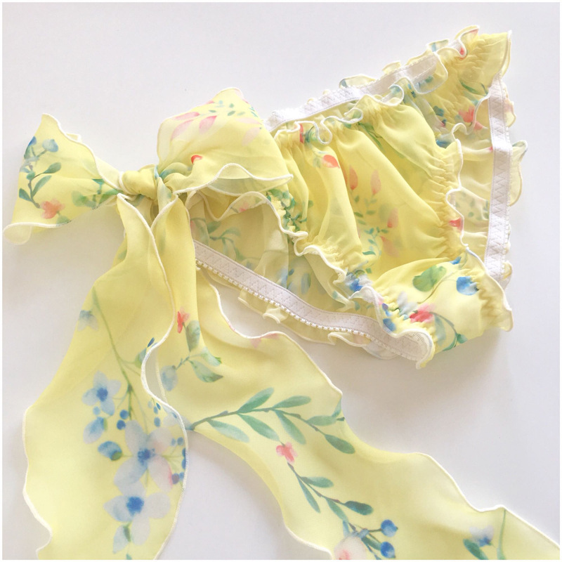 Hanfu Vintage Artistic Light Mature Male Desire Female Couple Side-opening Chiffon Sexy Side-strap Bow Underwear