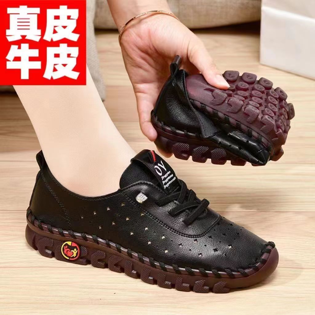 Zapatos de fondo plano con agujeros blancos de fondo suave para mujer verano nuevo estilo 204 todo-fósforo hueco transpirable para mujer cuatro estaciones zapatos de mujer madre