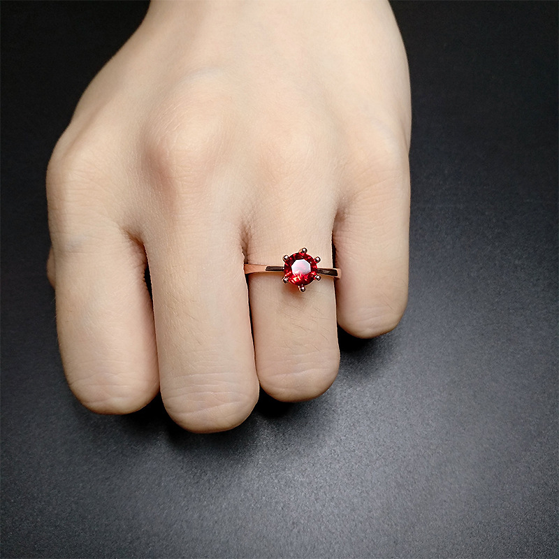 Fashion Round Copper Plating Inlay Artificial Gemstones Rings 1 Piece