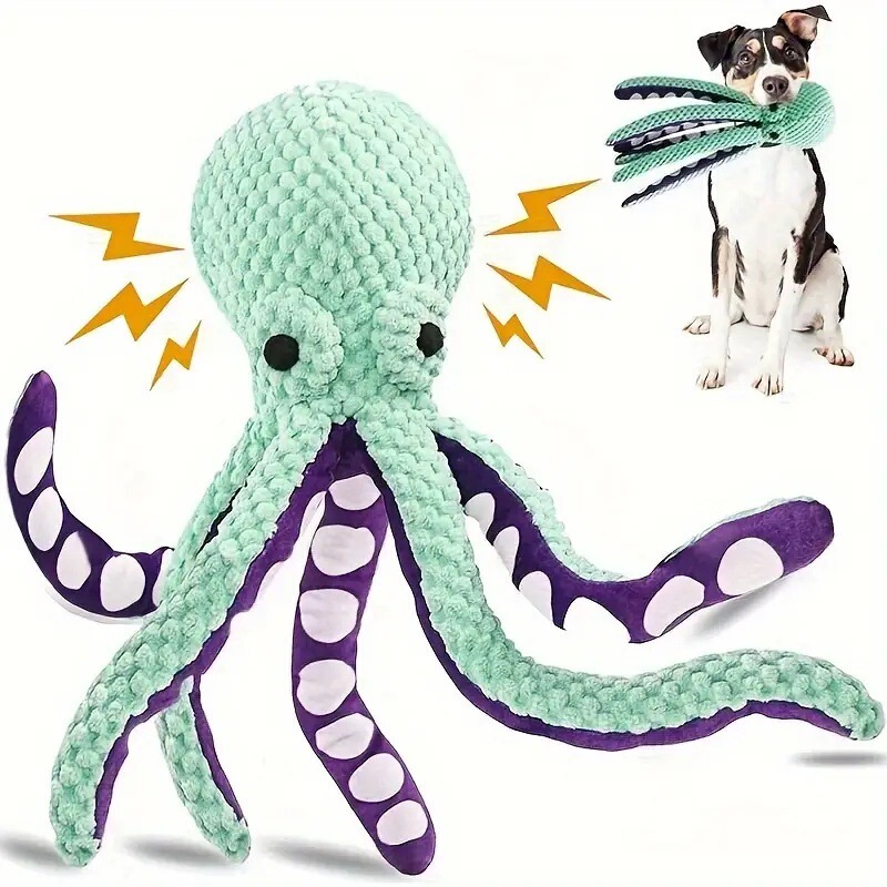 Octopus Design Pet Six-Claw Fish Molar Squeaky Plush Dog Personalized Bite Interactive Pet Toy