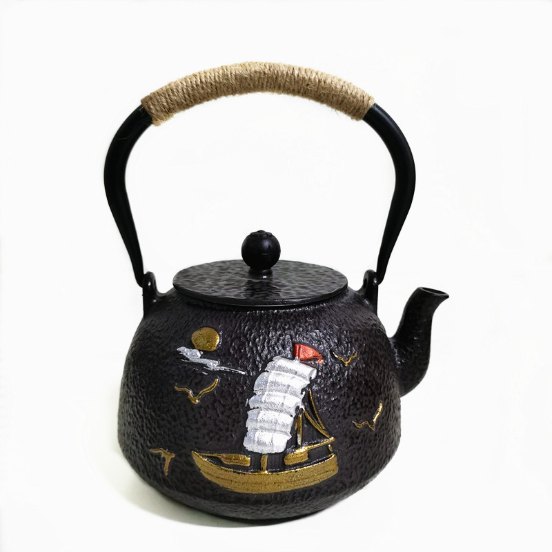 Estufa té hirviendo tetera de hierro fundido juego de té estilo japonés olla de hierro de cerdo olla de haz olla de gran altura tetera traje al por mayor