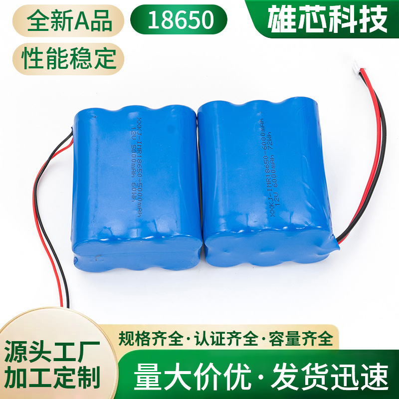 18650 Lithium Battery Pack, 6 Packs, 12V Electric Vehicle Power, Robot Vacuum Cleaner Battery, Shenzhen Wired Lithium Battery