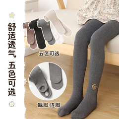 New 2022 Autumn/Winter Knit Corduroy Children's Pantyhose with Badges, Thin Fleece for Girls, Outerwear Leggings with Toe Cover