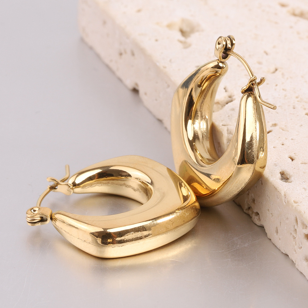 Women's Gender 1 Pair Simple Style Solid Color Plating Titanium Steel 18k Gold Plated Earrings