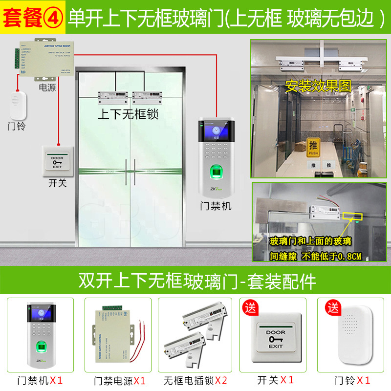 Package 4: Double open frameless glass door