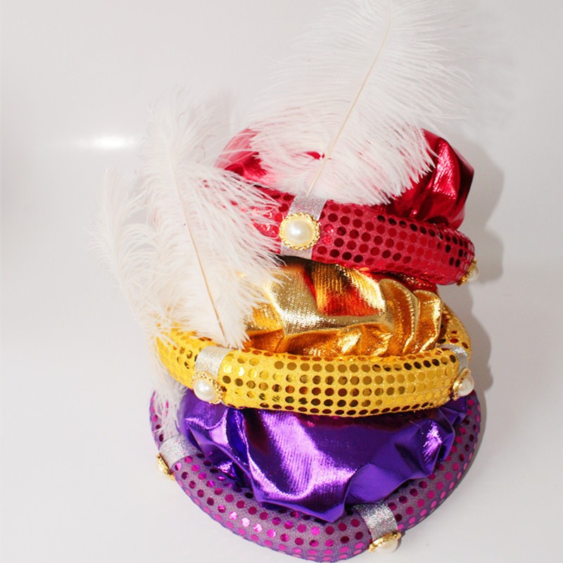 masquerade aladdin hat adult children holiday party performance props feather halloween hat