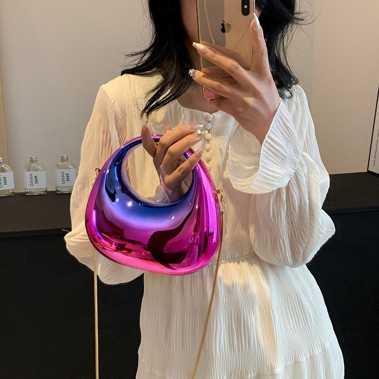 Evening Bag High-End Dinner Bag 2025 Popular Colorful Single Shoulder Crossbody Crescent Women's Bag European and American Fashion Trendy Women's Bag Evening Bag High-End Dinner Bag 2025 Popular Colorful Single Shoulder Crossbody Crescent Women's Bag European and American Fashion Trendy Women's Bag