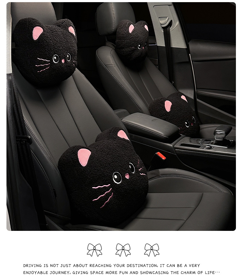 Summer Car Cushion Cute Bow Cat Car Comfortable Breathable Cushion Creative Cartoon Car Seat Cover