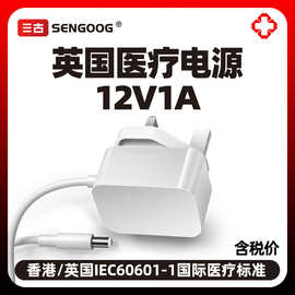 12V1A医疗电源IEC60601 英规英国标UKCA认证香港康复理疗仪适配器