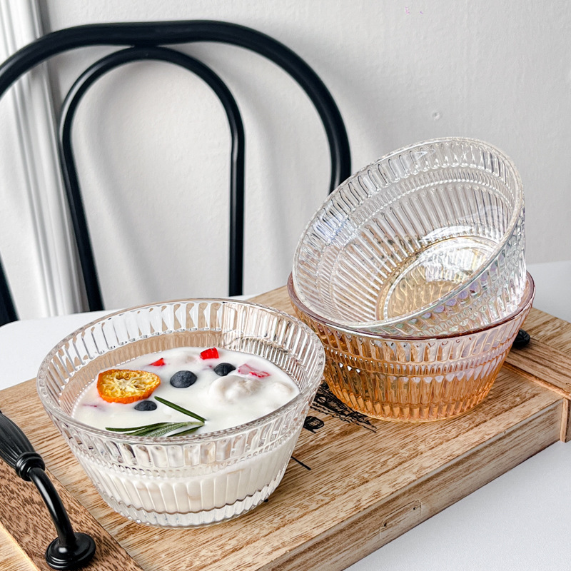 Ins Vertical Pattern Dessert Glass Bowl Ice Cream Bowl Popular Tableware Sugar Water Bowl Fruit Yogurt Bowl Bird's Nest Breakfast Bowl Ins Vertical Pattern Dessert Glass Bowl Ice Cream Bowl Popular Tableware Sugar Water Bowl Fruit Yogurt Bowl Bird's Nest Breakfast Bowl