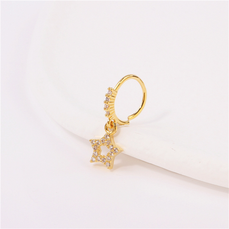 Piercing de nas inimă și pentagramă cu strasuri stil unisex_voghion.com