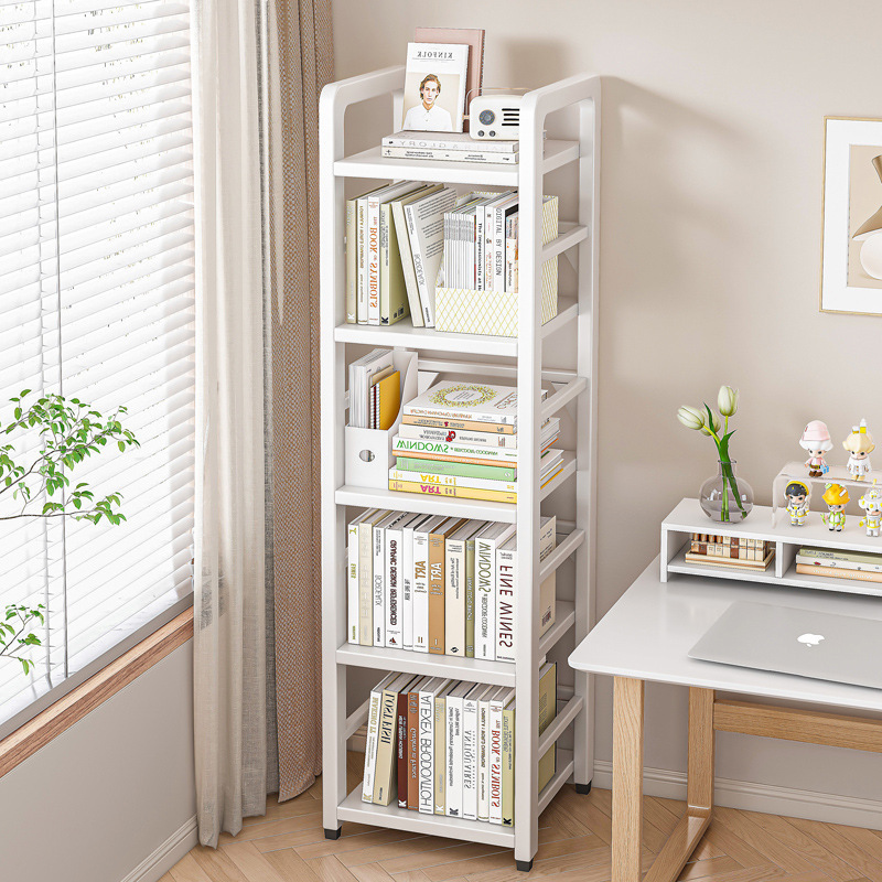 Estante de estantería de piso de múltiples capas de almacenamiento de hierro de costura estrecha estante del hogar escritorio móvil simple pequeña estantería