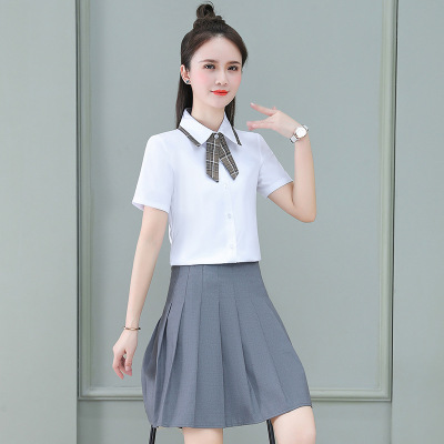 2021夏季jk制服幼师服修身裙套装校服时尚百褶裙白衬衣