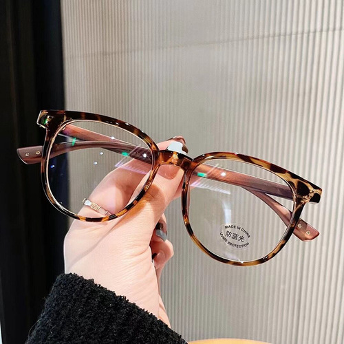 Qianai's new TR90 anti-blue light glasses Korean version retro wood grain leg square frame can be equipped with prescription plain eyeglass frames