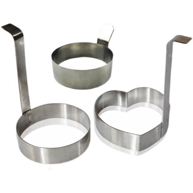 Утолщенная круглая сковорода для яиц из нержавеющей стали, кольцо для яиц, длинная ручка, формирователь для жарки яиц, форма для кольца для блинов, модель блинов в форме сердца
