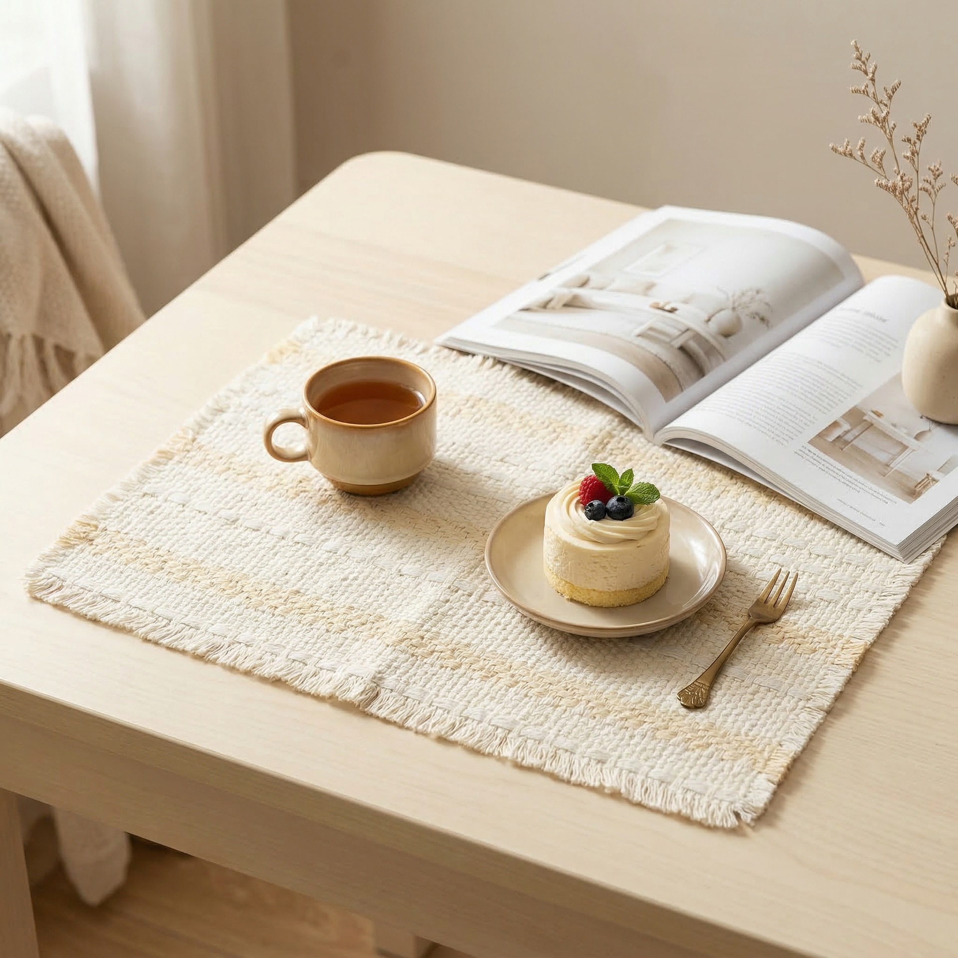 Algodón y lino tejido simple almohadilla de mesa almohadilla de mesa de comedor aislamiento térmico antideslizante almohadilla de mesa de madera