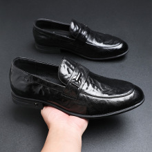 头层羊皮男士商务休闲皮鞋真皮高端一脚蹬英伦尖头通勤办公乐福鞋
