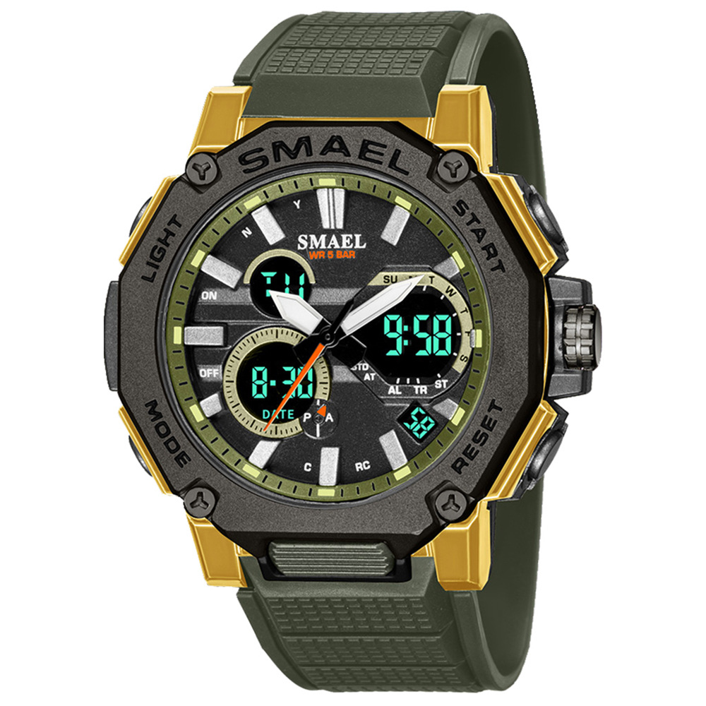 SMAEL alloy watch leisure multifunctional dual display electronic watch waterproof 50m luminous sports watch_voghion.com