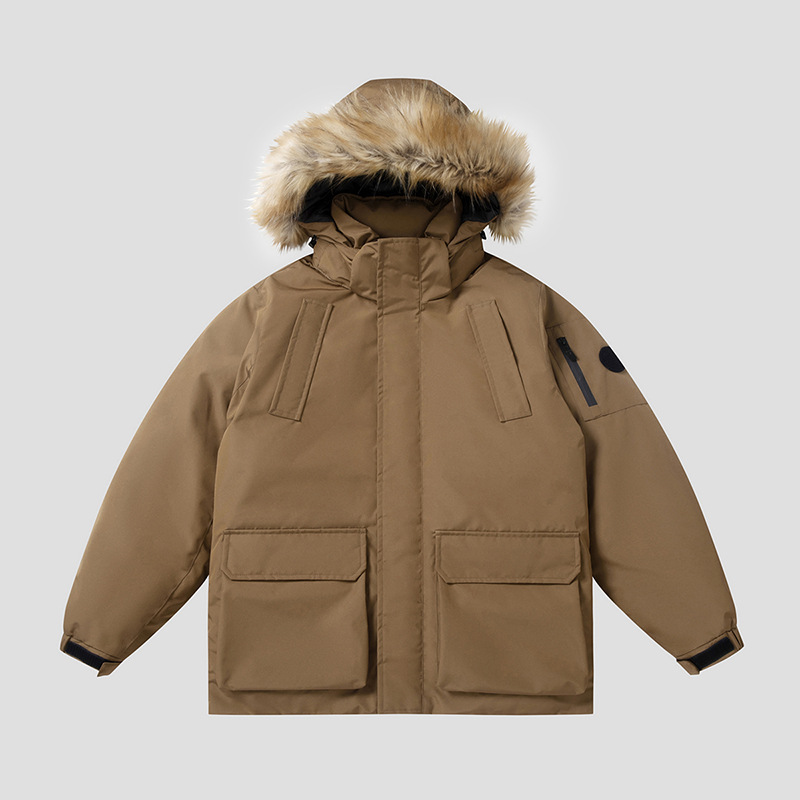 Manteau en coton pour homme, manteau d'hiver chaud, marque tendance, manteau en coton épais, col en fourrure, manteau en coton pour homme_voghion.com
