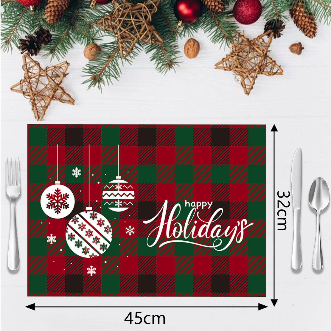 almohadilla de Navidad cuadrado inglés almohadilla de aislamiento térmico árbol de Navidad mesa de comedor festivales decoración del hogar impresión almohadilla de comedor occidental mayorista