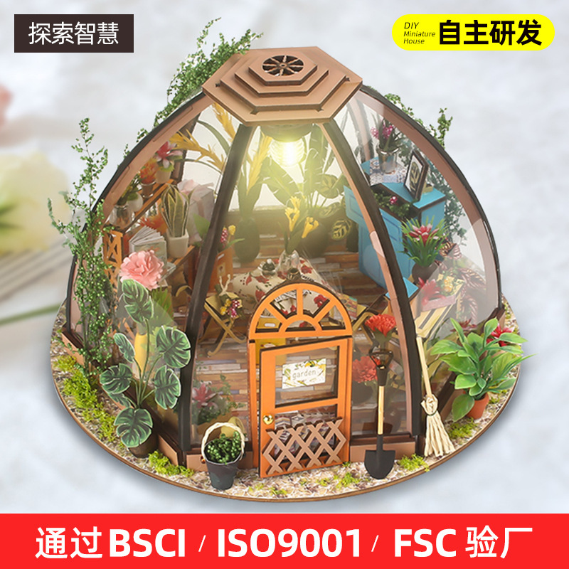 Handmade diy cabin Starry Sky Flower House small house building model ornaments wooden assembled toys gift women Wholesale Handmade diy cabin Starry Sky Flower House small house building model ornaments wooden assembled toys gift women Wholesale