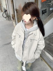 大码美式复古高街慵懒风工装外套女春秋宽松显瘦设计感夹克上衣潮