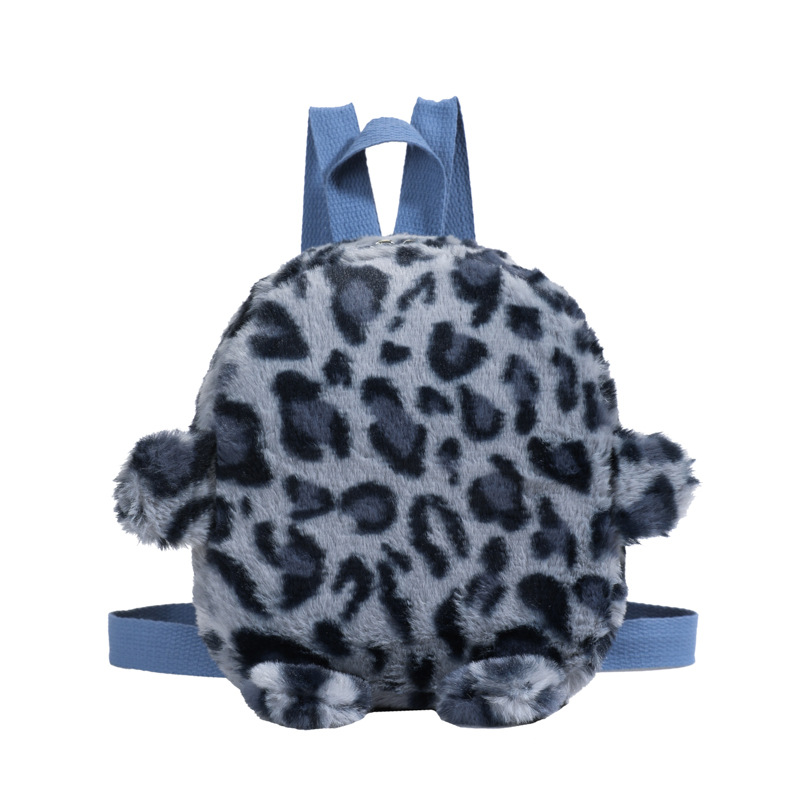 2025 otoño y invierno mochila de peluche para niños estampado leopardo mini mochila para niños y niñas jardín de infantes mochila pequeña