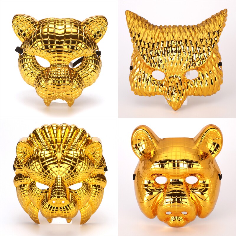 Lion, Leopard, Owl, Pig Head, Bird Head Electroplated Mask, Same Props as Korean Popular Movie-Themed Games Lion, Leopard, Owl, Pig Head, Bird Head Electroplated Mask, Same Props as Korean Popular Movie-Themed Games