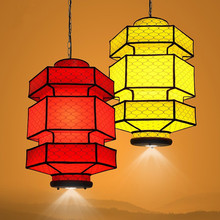 中式仿古茶楼餐厅火锅店酒店铁艺六角吊灯笼饭店工程装饰农庄灯具