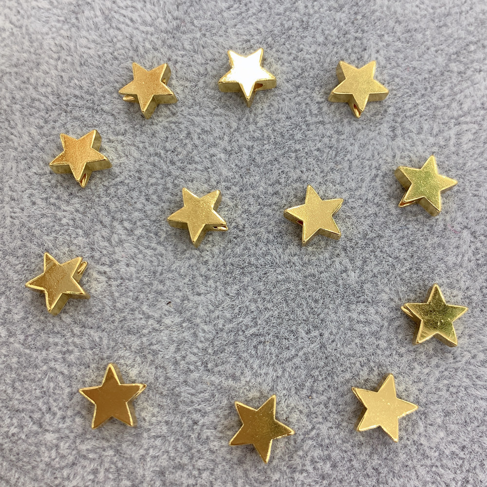 1 Piece 10 * 10mm Copper 18K Gold Plated Star Stone Beads display picture 1