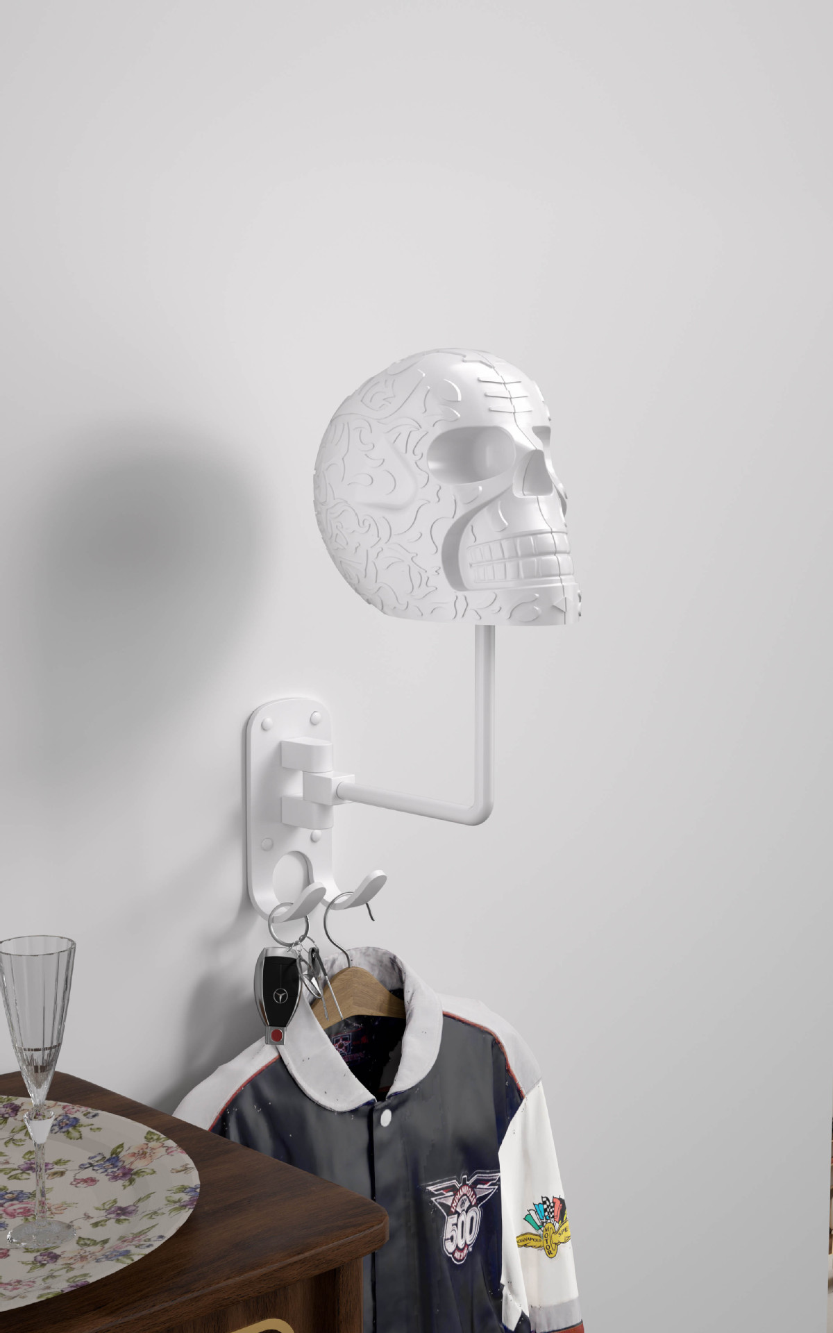Cross-Border Halloween Skull Ornaments Motorcycle Helmet Rack Holiday Decoration Motorcycle Hat Storage Display Rack