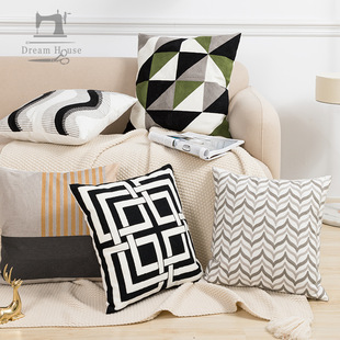 Scandinavian Embroider Chain Embroider Ins Pillow Cushion Cover Model Room Car Sofa Chair Cushion Wholesale Lazy Person
