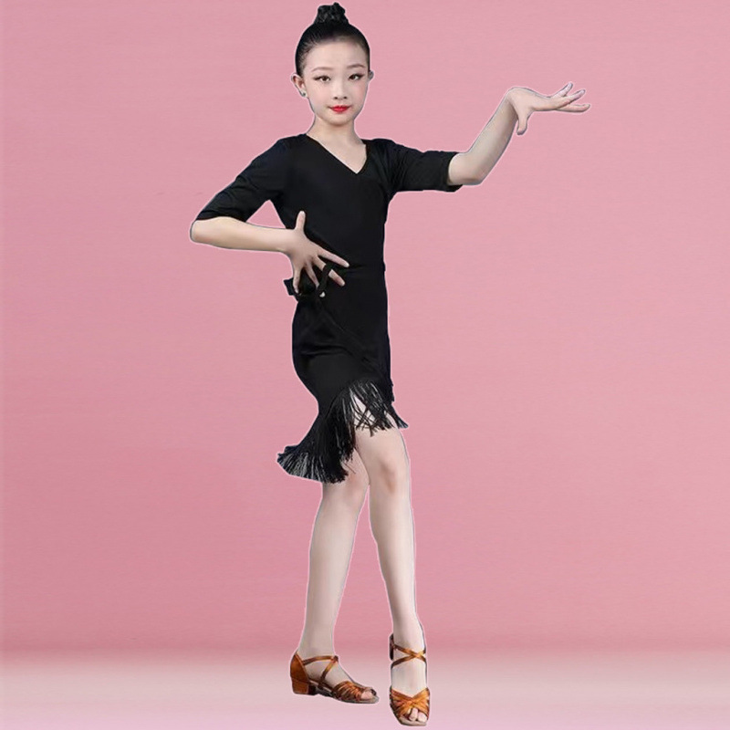 Niños trajes de baile latino vestido de baile de niñas vestidos de baile de baile de niños vestidos de baile latino de verano nueva fábrica