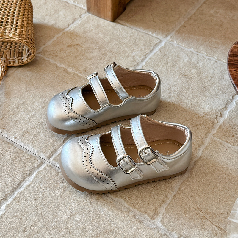 Zapatos de cuero suave para niñas 2026 primavera y otoño nuevos zapatos de princesa de cabeza redonda para niños, zapatos de estilo británico Lefour, zapatos de abertura superficial image 8