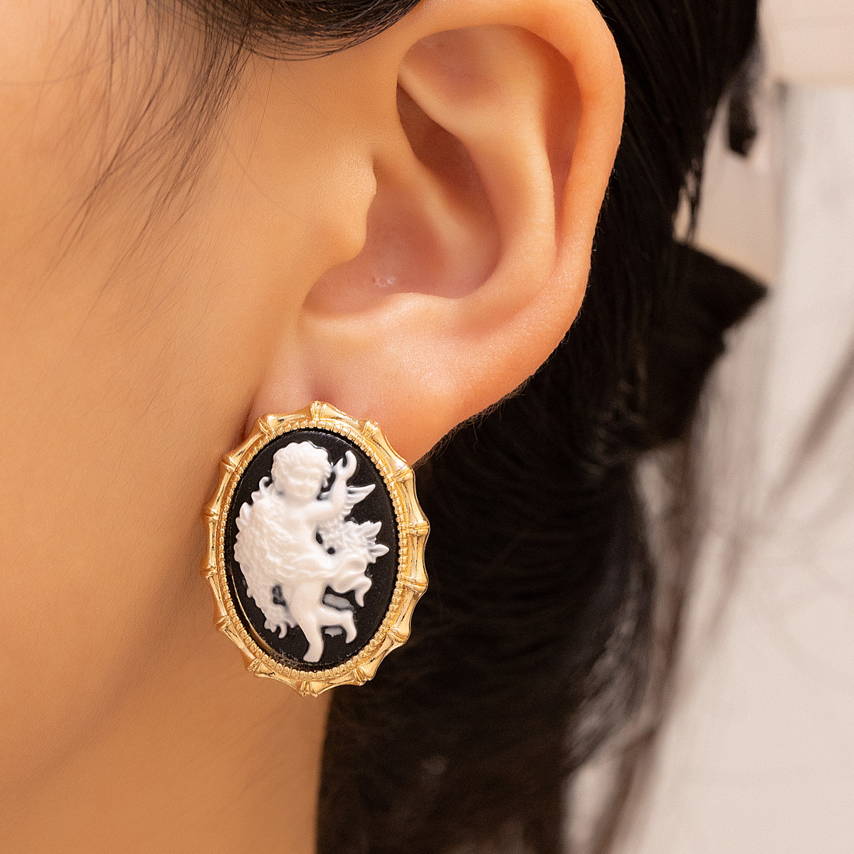 新品中古風vintage復古宮廷風小眾設計感幾何耳釘法式赫本風耳環