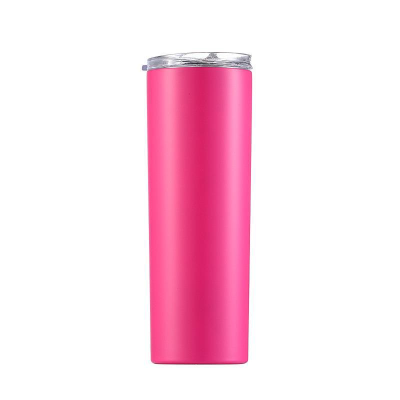 En stock 304 Acero inoxidable 20 taza recta adelgazamiento taza sublimación recubrimiento coche taza recta paja taza de agua logotipo impreso