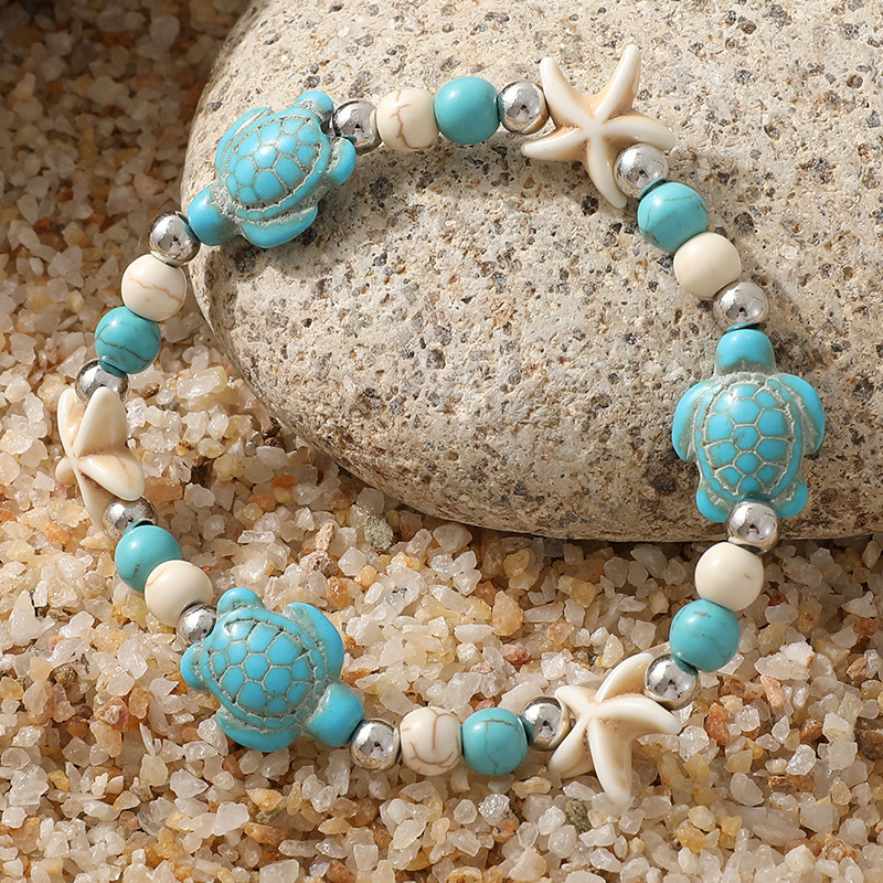 European and American Cross-Border Bohemian Style Starfish and Turtle Beaded Bracelet for Women, Summer Beach Vacation Ocean-Themed Jewelry European and American Cross-Border Bohemian Style Starfish and Turtle Beaded Bracelet for Women, Summer Beach Vacation Ocean-Themed Jewelry