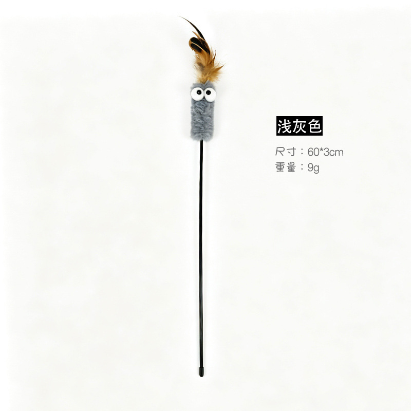 큰 눈의 작은 괴물 고양이 재미있는 스틱-회색