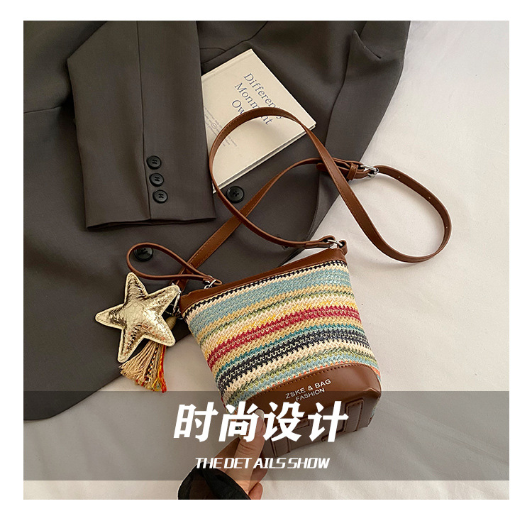 Fashionable straw woven bag for women 2025 summer new trendy woven single-shoulder crossbody women's bag, versatile bucket bag with patchwork Application Scenario