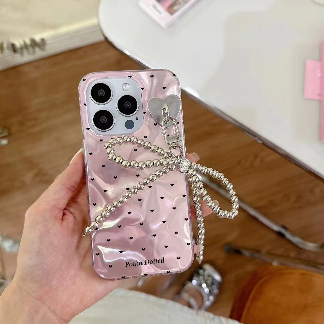 Ins fresca ondulación de agua pantalla completa pequeño amor para iPhone15/14ProMax funda para teléfono móvil 12 Apple 13 mujer