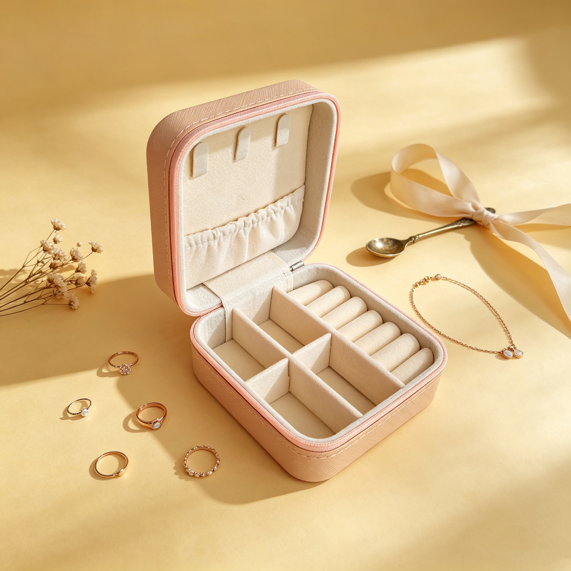 Caixa de joyería de cuero portátil para viajar caja de almacenamiento anillo collar de brazalete bolsa de joyería a prueba de polvo image 19
